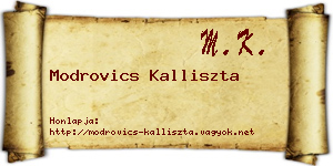Modrovics Kalliszta névjegykártya